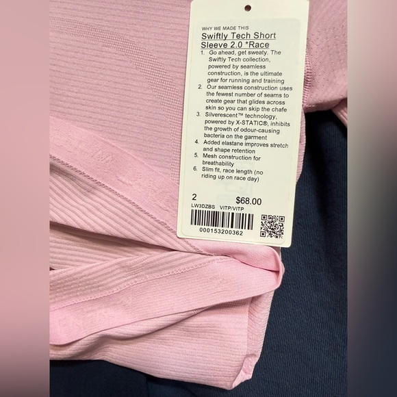 Lululemon Swiftly Tech Short-Sleeve Shirt 2.0 Waist Length Vita Pink - Picture 4 of 4